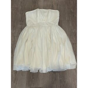 HM White Strapless Pleated Mini Dress Size 8 Bridal Cocktail Party Fit & Flare